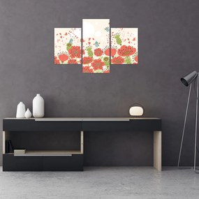 Tablou - Păsări pe o pajiște înflorită (90x60 cm)