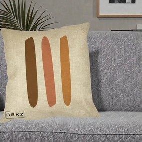 Perna Decorativa Abstract Linii Terracotta, 40x40 cm, Crem, Husa Detasabila, Perna Inclusa, BEKZ®