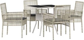 vidaXL Set de masă pentru grădină 5 pcs Gri deschis poliratan