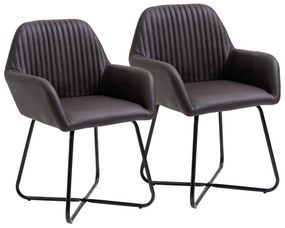 HOMCOM set 2 scaune cadru metalic X, 60x56.5x85cm, maro | AOSOM RO