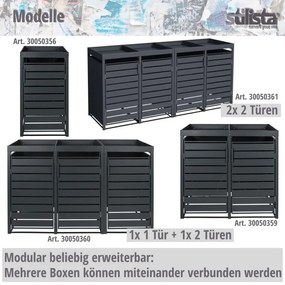 Dulap STILISTA pentru 1 pubelă, 68 x 124 x 80 cm, antracit