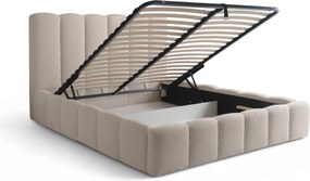 Pat tapițat cu ladă de depozitare Aura 180x200 - bouclé bej Quelle 03