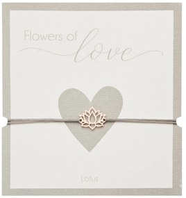 Bratara ajustabila material textil si charm din otel inoxidabil, placat cu aur roz - Lotus