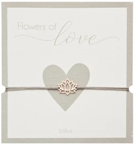 Bratara ajustabila material textil si charm din otel inoxidabil, placat cu aur roz - Lotus
