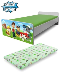 Patut copii 2-8 ani Economic Patrula Catelusilor, cu saltea SafeNest cu lana 140 x 70 - PC-P-MK-ECO-PAW-70