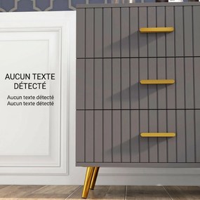 HOMCOM Comodă pentru Dormitor, Dulap Modern cu 3 Sertare,  Sertar de Depozitare cu Picioare din Aluminiu, 60x40x71.5 cm, Gri Închis