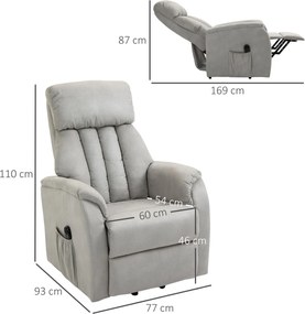 Homcom Fotoliu Electric cu Suport de Ridicare 150° si sistem Recliner pentru Relaxare in Textil, Gri 77x93x110cm