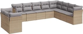 vidaXL Set canapele de grădină cu perne, 10 piese, bej, poliratan