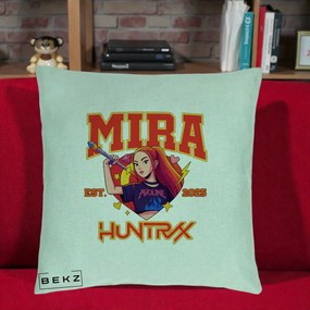 Perna Personalizata K-pop HUNTRX Mira Personaj Avoline, 40x40 cm, Verde Menta, Husa Detasabila, Perna Inclusa, BEKZ®