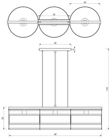Lustră pe cablu RIM 3xE27/60W/230V neagră/aurie