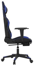 Scaun de gaming cu suport picioare, negru albastru, piele eco 1, Negru si albastru, Cu suport de picioare
