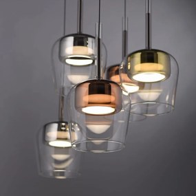 Lustra LED Smart cu Telecomanda, CCT, 5 pendule, Sticla, Multicolor, Q-KON