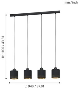 Eglo 99275 - Lustră pe cablu ESTEPERRA 4xE27/28W/230V