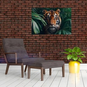Tablou - Portretul unui tigru în junglă (90x60 cm)