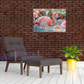 Tablou - Flamingo în iaz (70x50 cm)