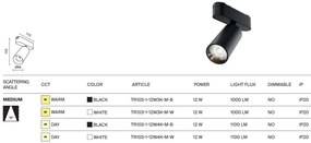 Spot LED, accesoriu pentru sina magnetica Radity, Focus negru 12W 4000K