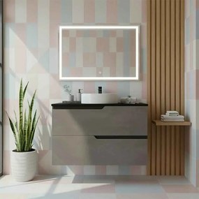 Mobilier cu blat pentru lavoar 80 cm, gri urban, Fluminia Bari Gri