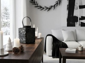 Laterna cu sclipici LOFTY GLAM 27 cm, neagra