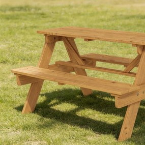 AIYAPLAY Set mobilier de exterior pentru copii, masă de picnic pentru copii cu bănci, structură din lemn masiv, lemn natural | Aosom Romania