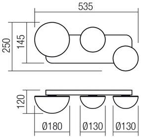 Redo 01-4330 - Aplica LED de perete LUMIEN 3xLED/18W/230V 2700/3000K negru