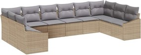 vidaXL Set de canapea cu pernă 10 pcs Bej poliratan