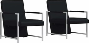 vidaXL Fotolii, 2 buc., cadru cromat, negru, piele ecologică