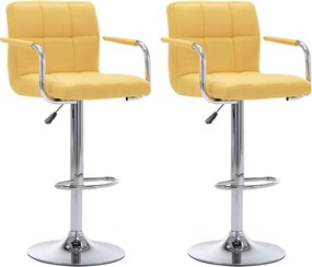 vidaXL Scaune de bar, 2 buc., galben, material textil