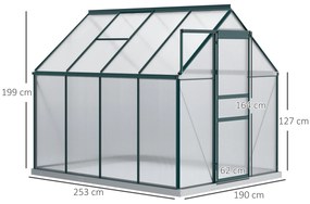 Outsunny Sera pentru plante din aluminiu kit sera de gradina walk-in din policarbonat cu ventilatie, Verde | Aosom RO