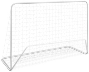 vidaXL Poartă de fotbal cu plasă alb 182x61x122 cm oțel
