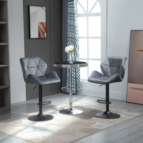 HOMCOM Set de 2 Scaune de Bar Sau Bucătărie cu Design Geometric, Gri | Aosom Romania