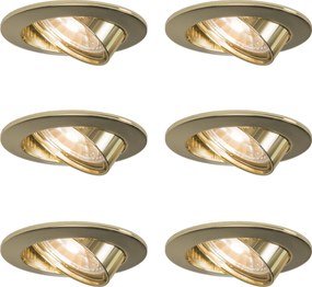 Set de 6 spoturi încastrate rotunde și înclinabile aurii - Edu