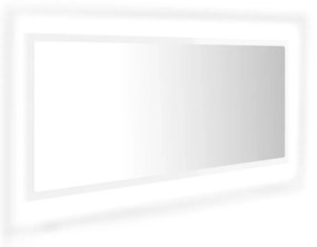 804945 vidaXL Oglindă de baie cu LED, alb extralucios, 100x8,5x37 cm, acril