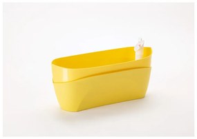 Ghiveci cu sistem de auto-udare Plastia Doppio, galben