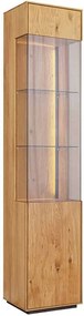 Vitrină lemn masiv Aurora Iluminată Stejar, 43 × 37 × 205 cm - Deschidere Dreapta