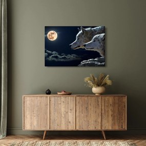 Tablou cu lupi în lună (90x60 cm)