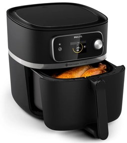 Friteuza cu aer cald Philips Combi XXL Connected Hot HD9880/90, 2200 W, 8,3 L, 40-200°C, 2 kg, 22 programe, Ecran TFT, Wi-Fi, Negru