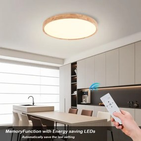 Brilagi - Corp de iluminat dimmabil WOODROUND LED/40W/230V 3000-6000K Ø 60 cm + telecomandă