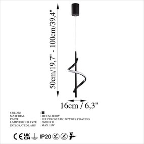 Lustră neagră LED ø 16 cm Likma – Opviq lights