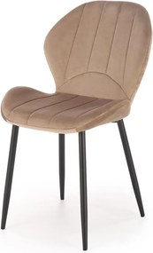Scaun K538, bej/negru, stofa catifelata/metal, 48x57x85 cm