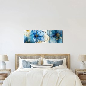Tablou - Floral, pictură cu cerneală (cu ceas) (90x30 cm)