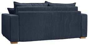 Canapea albastru-închis extensibilă cu tapițerie din catifea reiată 225 cm Augustin – Bobochic Paris