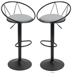 HOMCOM Set de 2 taburete de Bar Design neo-retro reglabil pivotant cu Suport pentru Picioare metal Negru Lână Gri | Aosom Romania