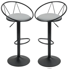 HOMCOM Set de 2 taburete de Bar Design neo-retro reglabil pivotant cu Suport pentru Picioare metal Negru Lână Gri | Aosom Romania