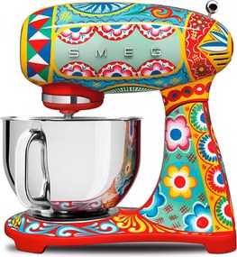 Mixer planetar SMEG Dolce & Gabbana SMF03DGEU, 800 W, 4,8 l, 10 viteze, Functie de pornire treptata, Multicolor