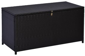 Outsunny Cufăr de Exterior de 284L din Ratan PE cu Pistoane cu Gaz și Cadru Metalic, 118x54x59 cm, Maro Închis | Aosom Romania