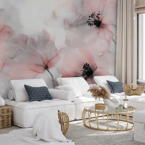 Fototapet - Flori delicate roz-gri (147x102 cm)