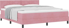 vidaXL Pat cu arcuri cu saltea cu headboard Roz 180 x 200 cm Catifea