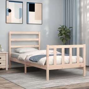 3191866 vidaXL Cadru de pat cu tăblie single mic, lemn masiv
