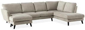 Colțar Scandinavian Choice P121Beige, Negru, 327x200x80cm, 130 kg, Picioare: Lemn
