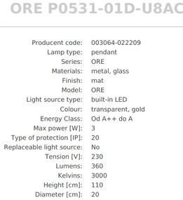 Lustra, Pendul LED design modern ORE auriu